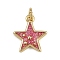 Brass Enamel Charms, with Glitter Powder and Jump Ring, Rack Plating, Cadmium Free & Lead Free, Long-Lasting Plated, Real 18K Gold Plated, Star, 12x11x2mm, Hole: 3.2mm