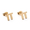Ion Plating(IP) 304 Stainless Steel Stud Earrings, with Ear Nuts, Manual Polishing, Greek Alphabet, Letter.P, 6.5x9x1mm, Pin: 0.7mm