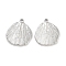 Non-Tarnish 304 Stainless Steel Pendants, Shell Charm, Stainless Steel Color, 18.5x16.5x2mm, Hole: 1.4mm