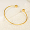 Classic 304 Stainless Steel Cuff Bangles, Torque Bangles for Women, Real 18K Gold Plated, Inner Diameter: 2-5/8 inch(6.7cm)