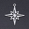 Non-Tarnish 201 Stainless Steel Laser Cut Pendants, Star, Stainless Steel Color, 24x21x1mm, Hole: 1.4mm