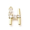 Brass Micro Pave Cubic Zirconia Pendants, LetterA-Z Charms, Golden, Letter H, 16x11.5x2.5mm, Hole: 1mm