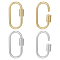 4Pcs 2 Colors Brass Screw Carabiner Lock Charms, for Necklaces Making, Oval, Mixed Color, 25.5x14x2mm, Screw: 6.5x4.5mm, 2pcs/color