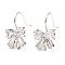 Brass Micro Pave Clear Cubic Zirconia Earring Hooks, with Horizontal Loop, Bowknot, Platinum, 19x11mm, Hole: 2.5mm, 21 Gauge, Pin: 0.7mm