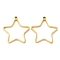 304 Stainless Steel Open Back Bezel Star Pendants, For DIY UV Resin, Epoxy Resin, Pressed Flower Jewelry, Real 18K Gold Plated, 32x30x3mm, Hole: 2.2mm, Inner Diameter: 23x28mm