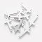 Tarnish Resistant 304 Stainless Steel Links connectors, Sideways Cross, Stainless Steel Color, 20x10x1mm, Hole: 1mm