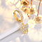 Brass Micro Pave Clear Cubic Zirconia Hoop Earrings, Golden, Letter W, 24x7mm