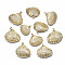 Electroplate Natural Shell Pendants, with Iron Loop, Shell, Gold, 19~25x19~26x7~9mm, Hole: 1.8mm