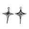 Rack Plating Alloy Rhinestone Pendants, Cadmium Free & Lead Free & Nickle Free, Gunmetal Tone Star Charms, Jet, 31x20x3.5mm, Hole: 1.8mm