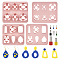 Pandahall 2Pcs 2 Style Trapezoid & Rectangle & Teardrop & Square ABS Plastic Plasticine Tools, with 8Pcs PP Plastic & Brass Clay Hole Punch Tool, Mixed Color, 100~120x100mm, 1Pc/style