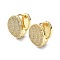 Rack Plating Brass Micro Pave Cubic Zirconia Hoop Earring, Cadmium Free & Lead Free, Long-Lasting Plated, Round, Real 18K Gold Plated, 17.5x14mm