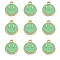 Alloy Enamel Charms, Flat Round with Smiling Face, Light Green, 14.5x12x1.5mm, Hole: 1.5mm