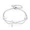 Tarnish Resistant 304 Stainless Steel Multi-strand Bracelets, with Cable Chains and Lobster Claw Clasps, Cross, Stainless Steel Color, 6-7/8 inch(17.5cm)