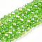 Electroplate Glass Beads Strands, AB Color Plated, Faceted, Rondelle, Light Green, 4x3mm, Hole: 0.4mm, about 110~115pcs/strand, 39~40cm