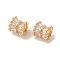 Brass Beads, with Glass, Nickel Free, Column, Golden, Clear, 7x7mm, Hole: 3mm