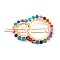 Alloy Hollow Geometric Natural Agate Beads Hair Barrettes, Ponytail Holder Statement, with Hair Accessories for Women, Interlink Rings Shape, 64mm, Rings: 54x40x4mm, Beads: 4~4.5mm