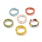 Round Glass Seed Beaded Finger Rings, with Real 18K Gold Plated Copper Wire, Mixed Color, US Size 10 3/4(20.3mm)