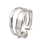 Non-Tarnish 304 Stainless Steel Open Cuff Rings, Double Lines, Stainless Steel Color, US Size 6 3/4(17.1mm)