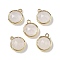 Natural Quartz Crystal Faceted Flat Round Charms, with Rack Plating Brass Settings, Long-Lasting Plated, Golden, 14.5x12x5.5mm, Hole: 1.4mm