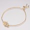 Adjustable Brass Bolo Bracelets, Slider Bracelets, with Synthetic Opal and Cubic Zirconia, Hamsa Hand/Hand of Fatima/Hand of Miriam, Golden, Pink, 8-3/8 inch(212mm), 1mm, 19x2x2mm