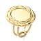 304 Stainless Steel Open Cuff Ring Components, Bezel Cup Ring Settings, Oval, Real 18K Gold Plated, Inner Diameter: 16.8mm, Tray: 14x10mm