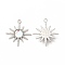 Rack Plating Alloy Pendants, Sun Charms, with Resin, Platinum, Cadmium Free & Nickel Free & Lead Free, White, 28x25x5mm, Hole: 1.8mm