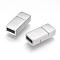 Tarnish Resistant 304 Stainless Steel Magnetic Clasps with Glue-in Ends, Rectangle, Matte, Stainless Steel Color, 17.5x8x5mm, Hole: 2x6mm