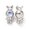 Resin Pendants, with Platinum Tone Alloy Findings, Rabbit Charms, Lavender, 25x12x13.7mm, Hole: 2mm