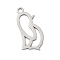 201 Stainless Steel Pendants, Cat Charms, Stainless Steel Color, 16x8.5x1mm, Hole: 1.4mm