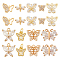 18Pcs 9 Styles Brass Pave Clear Cubic Zirconia Pendants, Butterfly Charm, Mixed Shapes, Golden, 6~13.5x6~15x2~6mm, Hole: 0.8~3.5mm, 2pcs/style