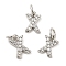 Brass Micro Pave Grade AAA Cubic Zirconia Charms, Letter X, Cadmium Free & Nickel Free & Lead Free, Real Platinum Plated, 8x6x1.5mm, Hole: 2mm