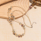 Bohemian Vacation Style Glass Teardrop Cube Round Beaded Long Women's Vintage Fashion Necklaces, Platinum, Champagne Gold, 35.04 inch(89cm)