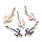 Brass Micro Pave Cubic Zirconia Pendants, with Shell, Cactus, Mixed Color, 21x11.5x2mm, Hole: 4x5.5mm