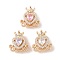 Golden Brass Micro Pave Cubic Zirconia Beads, Nickel Free, with Glass, Heart, Mixed Color, 16.5x14.5x9.5mm, Hole: 1.4mm