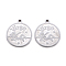 Non-Tarnish 201 Stainless Steel Pendants, Flat Round with Twelve Constellation, Laser Cut, Stainless Steel Color, Virgo, 25x22x1.5mm, Hole: 2mm
