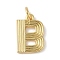 Brass Pendants, with Jump Ring, Letter Charms, Rack Plating, Long-Lasting Plated, Cadmium Free & Lead Free, Real 18K Gold Plated, Letter B, 15x10.5x1.5mm, Hole: 3.5mm