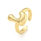 Brass Letter Open Cuff Rings for Women, Cadmium Free & Lead Free, Adjustable, Real 18K Gold Plated, Letter L, 15~16.5x7~16.5mm