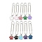 Dog Paw Print Alloy Enamel Pendant Bookmarks, Iron Long Paper Clips, Mixed Color, 66.5mm, 10pcs/set