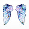 Epoxy Resin Pendants, Butterfly's Wing with Flower Charm, with Gold Foil & Glitter Powder, Cornflower Blue, 36~37x18~18.5x2~3mm, Hole: 1mm