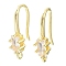 Brass Pave Clear Cubic Zirconia Earring Hooks, Ear Wire, Cadmium Free & Lead Free, Real 24K Gold Plated, 18x4.5x10mm, Hole: 1.2mm, 18 Gauge, Pin: 1mm