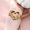 Heart with Flower Hollow Out Brass Finger Rings, Golden, Letter Q, Inner Diameter: 17mm
