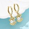 Shell Shape Brass Micro Pave Cubic Zirconia Hoop Earrings, with ABS Imitation Pearl, Rack Plating, Long-Lasting Plated, Lead Free & Cadmium Free, Real 18K Gold Plated, 28.5x10.5mm
