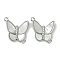 Brass Clear Cubic Zirconia Pave Natural Shell Butterfly Connector Charms, Cadmium Free & Nickel Free & Lead Free, Platinum, 21.5x17x3mm, Hole: 1.6mm