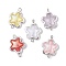 Alloy Transparent Acrylic Flower Connector Charms, with 304 Stainless Steel Double Loops, Stainless Steel Color, Mixed Color, 20~21x15.5~16x4mm, Hole: 1.8~2mm