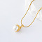 3Pcs Minimalist Stainless Steel Pave Imitation Pearl Shell Shape Pendant Necklaces for Women, White, Golden, 15.75 inch(40cm)