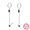 Anti-Tarnish Rhodium Plated Platinum 925 Sterling Silver Hoop Earrings, Rhinestone Horse Eye Tassel Earrings, with 925 Stamp, Black, 49x11mm