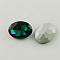 Glass Pointed Back Rhinestone, Back Plated, Faceted, Oval, Teal, 18x25x6mm