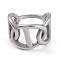 Tarnish Resistant Unisex 304 Stainless Steel Finger Rings, Wide Band Rings, Curb Chain Shape, Stainless Steel Color, Size 7, 2~14.5mm, Inner Diameter: 17.4mm