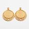 Tibetan Style Alloy Pendant Cabochon Settings, Cadmium Free & Lead Free, Flat Round with Stars, Golden, Tray: 25mm, 44x36x2mm, Hole: 5x7mm, about 140pcs/kg