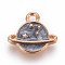 Zinc Alloy Pendants, with Enamel, Planet, Universe Space Charms, Light Gold, Gray, 13x14.5x2mm, Hole: 1.5mm